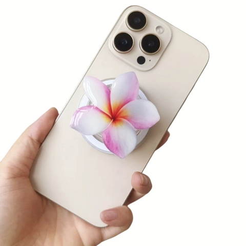 Soporte Magnético Para Teléfono Forma Flor Plumeria Acrílico 3D Degradado Agarre Para Smartphone
