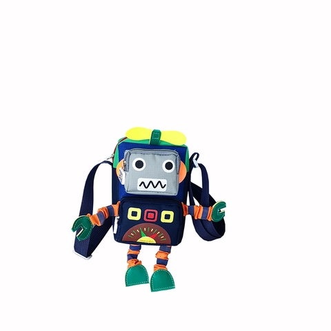 Borsa A Tracolla Per Bambini Forma Robot Nylon Patchwork Cartone Animato Pochette Per Ragazzi Ragazze Piccolo Messaggero
