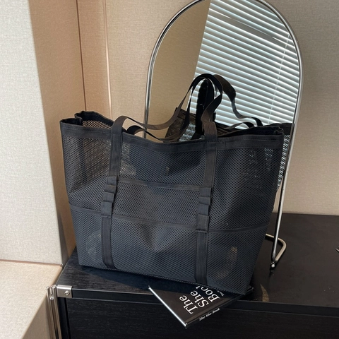 Borsa Tote In Rete Da Donna Grande Capacità Tasche Multiple Borsa A Tracolla Spiaggia Estate Leggera