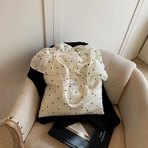 Sac Fourre-tout À Volants Imprimé Floral Grande Capacité Tissu Texturé Sac À Main Décontracté Style Doux Pour Femmes