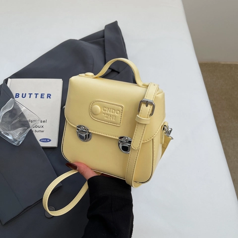 Women PU Leather Shoulder Crossbody Bag Square Handbag With Top Handle And Dual Metallic Locks Fashion