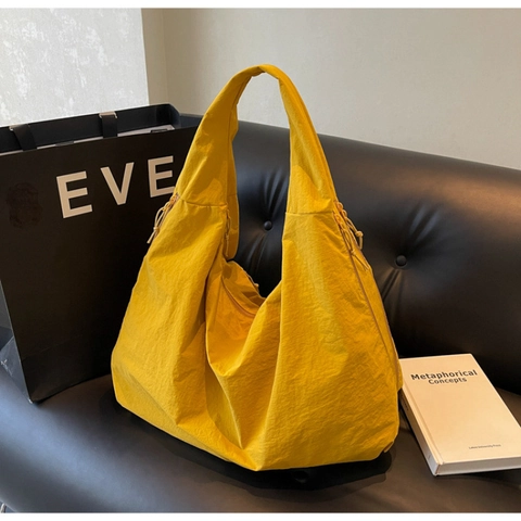 Nylon Hobo Umhängetasche Große Kapazität Plissiert Kordelzug Reißverschluss Tote Für Frauen Lässig Pendeln Japanischer Stil