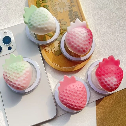 Supporto Magnetico Per Telefono Fragola Resina Sfumata Trama 3D Supporto Estensibile Per Smartphone Carino Decorativo