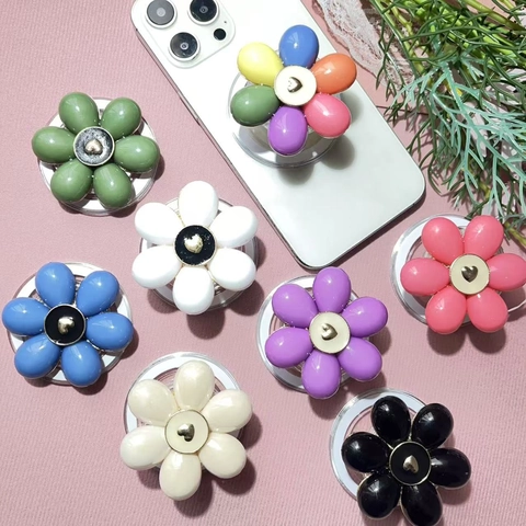Supporto Per Impugnatura Per Telefono Magnetico Forma Fiore Motivo A Cuore Retrattile Pieghevole Supporto ABS TPU Accessorio Da Scrivania