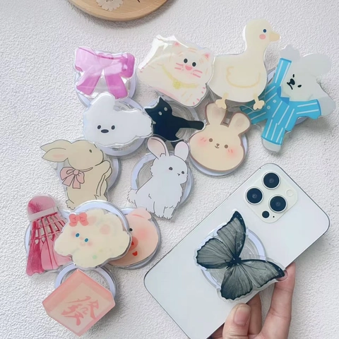 Magnetischer Handy Griff Griptok Acryl Cartoon Faltbarer Ständer Halter Für Smartphones Süßes Tierdesign
