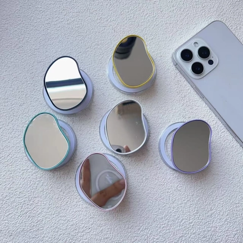 Supporto Magnetico Per Telefono Con Specchio Acrilico Ovale Pieghevole Retrattile Forma Di Ciottolo Accessorio Minimalista