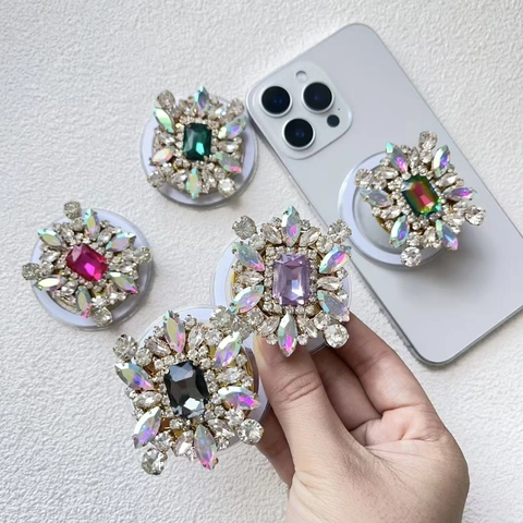 Supporto Magnetico Per Telefono Con Fiore In Strass Lega Cristallo Pieghevole Espandibile Scrivania Per Donne Lusso