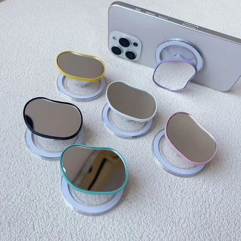 Supporto Magnetico Per Telefono Con Specchio Acrilico Ovale Pieghevole Retrattile Forma Di Ciottolo Accessorio Minimalista