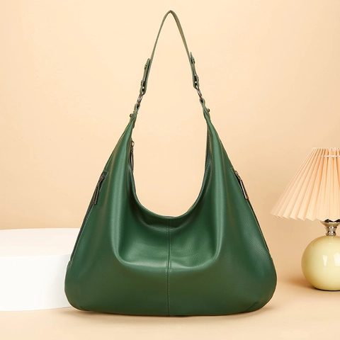 Geräumige Hobo-Tasche Aus PU-Leder Mit Litchi-Struktur Für Damen Minimalistische Schultertasche Für Den Alltag