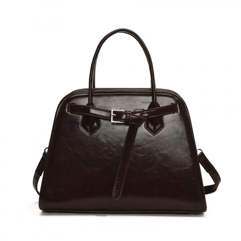 Borsa A Mano Vintage In Pelle PU Per Donna Finitura Cera Lucida Borsa A Tracolla Stile Retrò Con Fibbia Decorativa Cintura
