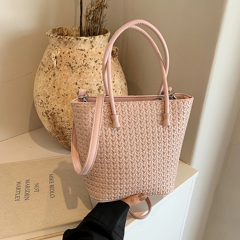 Sac Seau En Cuir PU Tissé Sac À Main Avec Bandoulière Réglable Pour Trajet Quotidien Décontracté Fourre Tout Mode Polyvalent