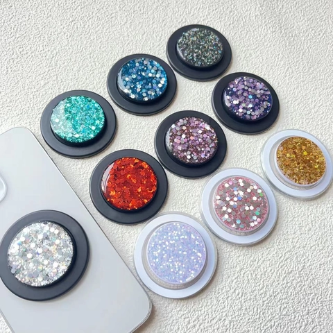 Supporto Telefono Brillantini Magnetico Pieghevole Circolare Luccicante Paillettes Estensibile Impugnatura Smartphone