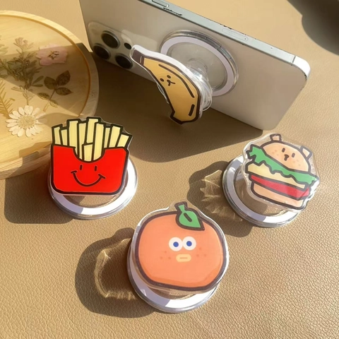 Supporto Magnetico Carino Per Telefono Cartone Animato Frutta Fast Food Griptok Acrilico Pieghevole Accessorio Universale