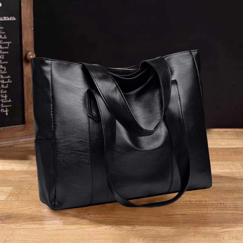 Borsa Tote Grande Donna Pelle PU Grana Litchi Minimalista Ufficio Borsa A Spalla Quotidiano Retrò