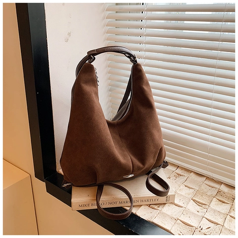 Women Large Capacity Frosted PU Hobo Bag Minimalist Solid Color Shoulder Bag Multi-functional Handbag For Daily Commuting