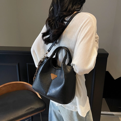 Borsa A Secchiello Retrò Borsa A Mano In Pelle PU Da Donna Con Decoro In Metallo E Pendente A Nappa Tracolla Spalla