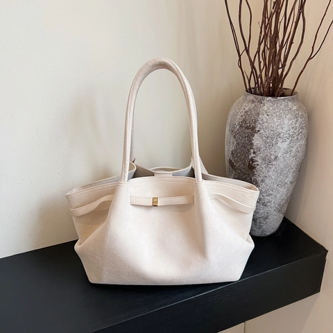 Grand Sac Cabas En Cuir PU Mat Vintage À Ailes Plissées Sac D'épaule Sous Le Bras Pour Femmes Style Minimaliste