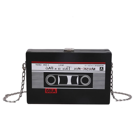 Borsa A Tracolla Design Cassetta Vintage Creativa Retro In Pelle PU Piccola Scatola Quadrata Con Catena In Metallo Per Donna