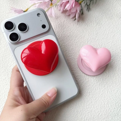 Support De Téléphone Magnétique En Forme De Coeur 3D Prise En Résine Pliable Support Extensible Anti Chute