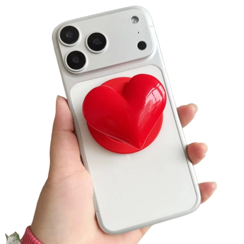 Support De Téléphone Magnétique En Forme De Coeur 3D Prise En Résine Pliable Support Extensible Anti Chute