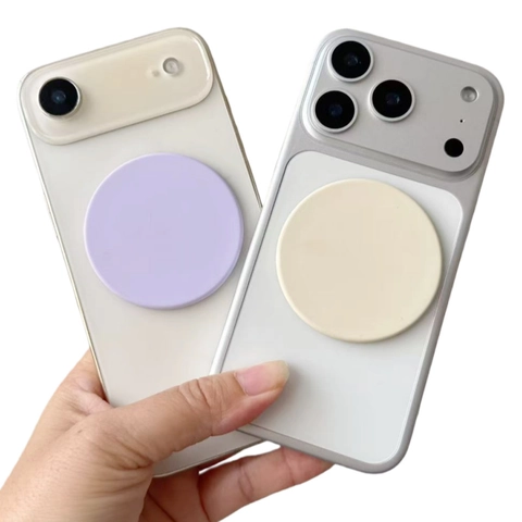 Magnetic Phone Holder With Makeup Mirror Portable Foldable Stand Circular Plastic Back Sticker Universal For Smartphone