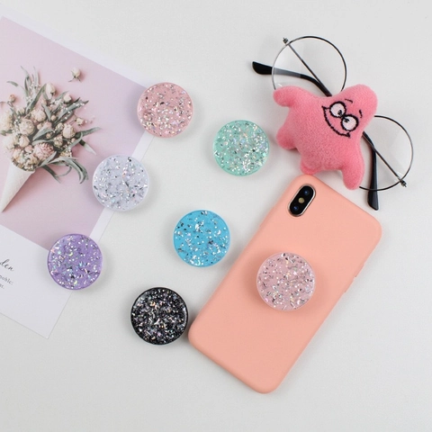 Glitzer Pailletten Herz Rund Handy Halterung Ausziehbar Klappbar Sockel Stern Mond Harz Universal Stand