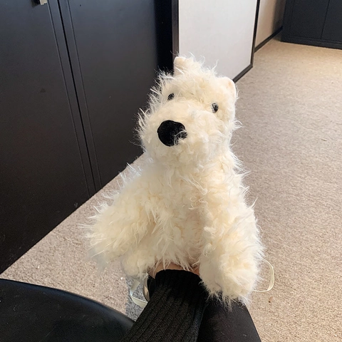 Borsa Tracolla Peluche Cane Simpatico Animale Novità Borsa Spalla Bianco Pelliccia Sintetica Kawaii Per Donne Ragazze