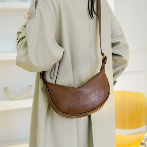 Borsa A Spalla Mezzaluna Da Donna In Pelle PU Borsa Hobo Crescente Tracolla Regolabile Vintage Casual Grande Capacità