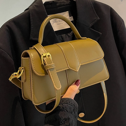 Women Vintage Small Square Handbag PU Leather Crossbody Shoulder Bag Stylish Top Handle Purse For Daily Commute