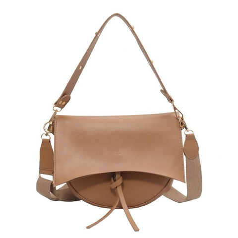 Bolso Bandolera Vintage De Cuero PU Con Nudo Solapa Irregular Correa Ancha Estilo Francés Bolso De Hombro Y Bolso Pequeño