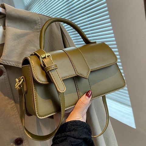 Women Vintage Small Square Handbag PU Leather Crossbody Shoulder Bag Stylish Top Handle Purse For Daily Commute