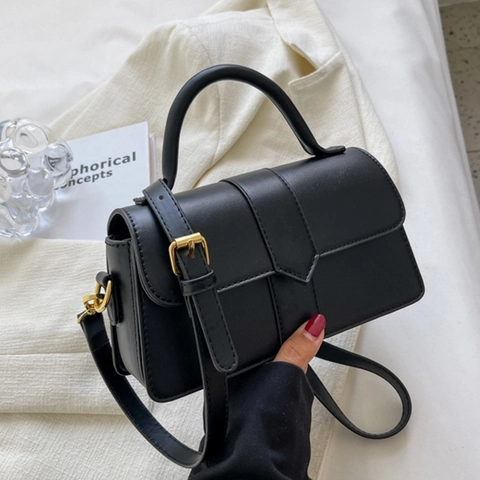 Bolso de Mano de Cuero PU de Moda para Mujer Bolso Bandolera Casual Retro Bolso de Hombro con Asa Superior