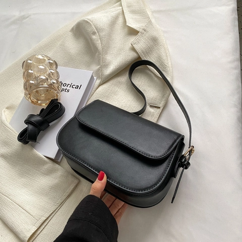 Women PU Leather Crossbody Bag Small Square Shoulder Bag Vintage Flap Minimalist Solid Color Adjustable Strap Fashion