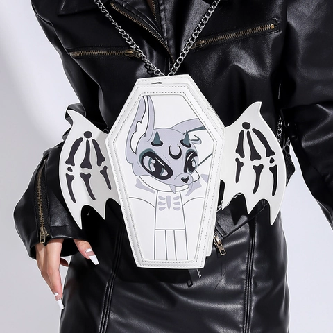 Borsa Tracolla Forma Bara Ali Di Pipistrello Gotico Pelle PU Halloween Cartone Animato Novità Donna