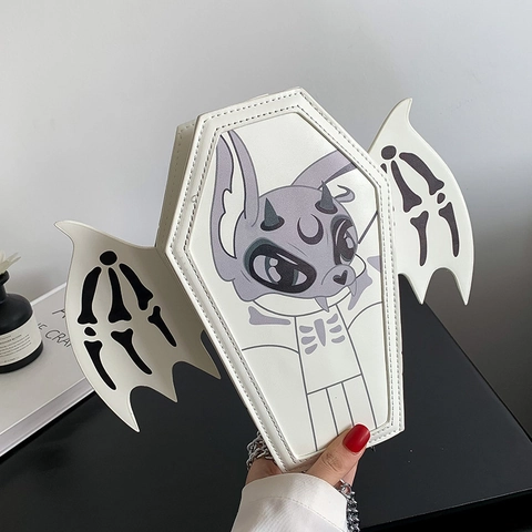 Borsa Tracolla Forma Bara Ali Di Pipistrello Gotico Pelle PU Halloween Cartone Animato Novità Donna