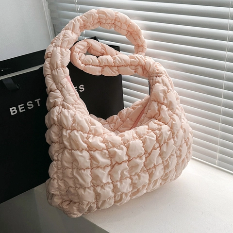 Borsa Tote Trapuntata In Nylon Imbottito Borsa A Spalla Nuvola Grande Capacità Hobo Casual Per Donne