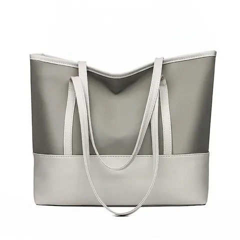 Borsa Tote Grande Capacità Tessuto Oxford E Pelle PU Trapuntata Leggera Borsa A Mano Per Donna Tinta Unita Casual