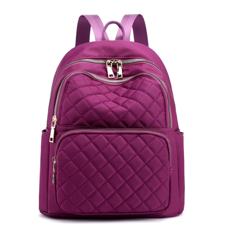 Zaino In Nylon Trapuntato Donna Moda Motivo A Traliccio Leggero Resistente All'acqua Casual Viaggio Scuola Tasche Multiple