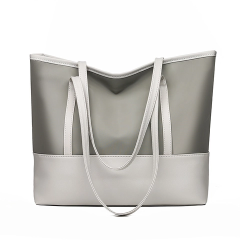 Große Kapazität Tote Bag Oxford Stoff Und PU Leder Gesteppt Leicht Pendler Handtasche Für Damen Einfarbig Lässig