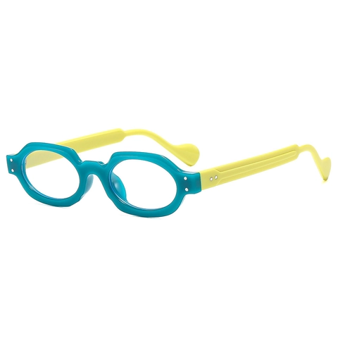 Retro Oval Optical Glasses Fashion PC Small Square Spectacles With Wave Temples And Metal Rivets For Women Men