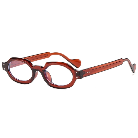 Retro Oval Optical Glasses Fashion PC Small Square Spectacles With Wave Temples And Metal Rivets For Women Men