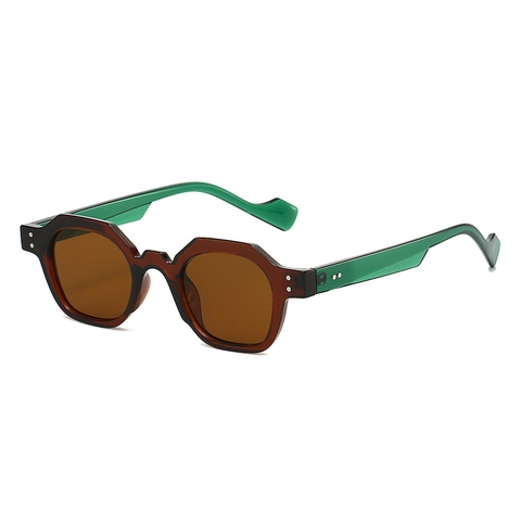 Retro Polygon Sunglasses Geometric Small Frame UV400 Polycarbonate Vintage Punk Fashion Eyewear Unisex Rivet Decor