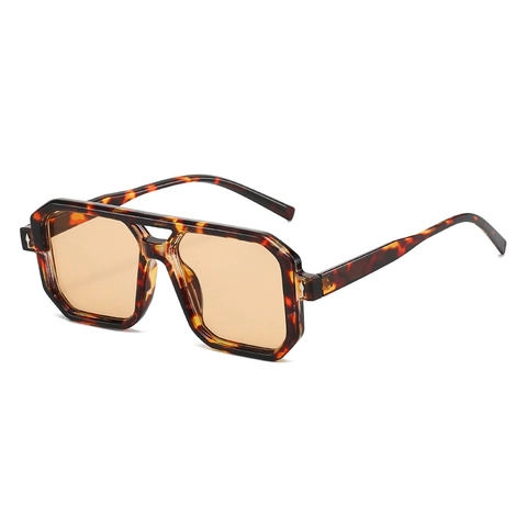 Square Sunglasses Vintage Double Bridge PC Frame UV400 Protection Travel Fashion Eyewear For Men Women