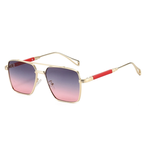 Fashion Square Sunglasses Metal Double Bridge UV400 Protection Gradient Lens Vintage Eyewear Outdoor Unisex