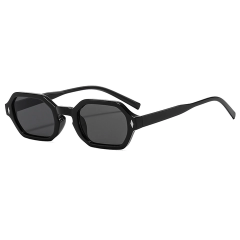 Lunettes de Soleil Carrées Polygones Vintage pour Femmes Hommes Mode Monture PC Lentilles AC Protection UV400 Décor de Rivets Lunettes de Voyage en Plein Air