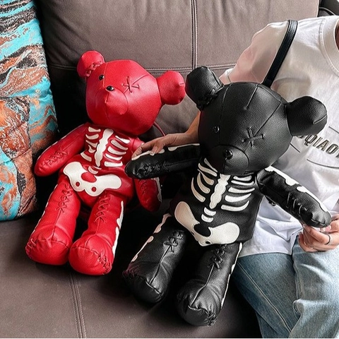 Zaino Orso Scheletro Gotico Pelle PU Punk Streetwear Borsa Per Donne Ragazze Con Spallacci Regolabili