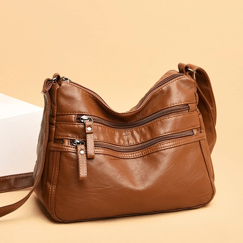 Borsa A Tracolla Da Donna In Morbida Pelle PU Con Tasche Multiple Grande Capacità Borsa A Spalla Casual Con Tracolla Regolabile