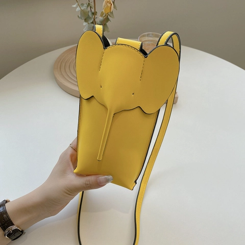 Borsa Per Cellulare Mini Tracolla Donna Forma Elefante Pelle PU Design Animale Borsetta Spalla Accessorio Viaggio Moda