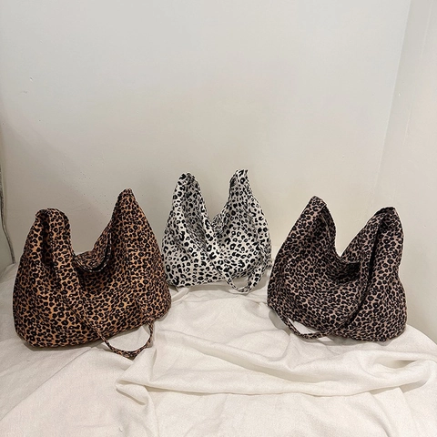 Borsa Hobo In Tela Con Stampa Leopardata Grande Capacità Borsa A Spalla Per Donna Casual Alla Moda Borsa Mezzaluna