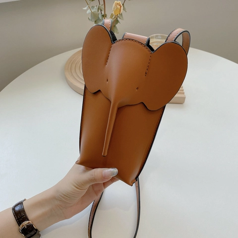 Borsa Per Cellulare Mini Tracolla Donna Forma Elefante Pelle PU Design Animale Borsetta Spalla Accessorio Viaggio Moda